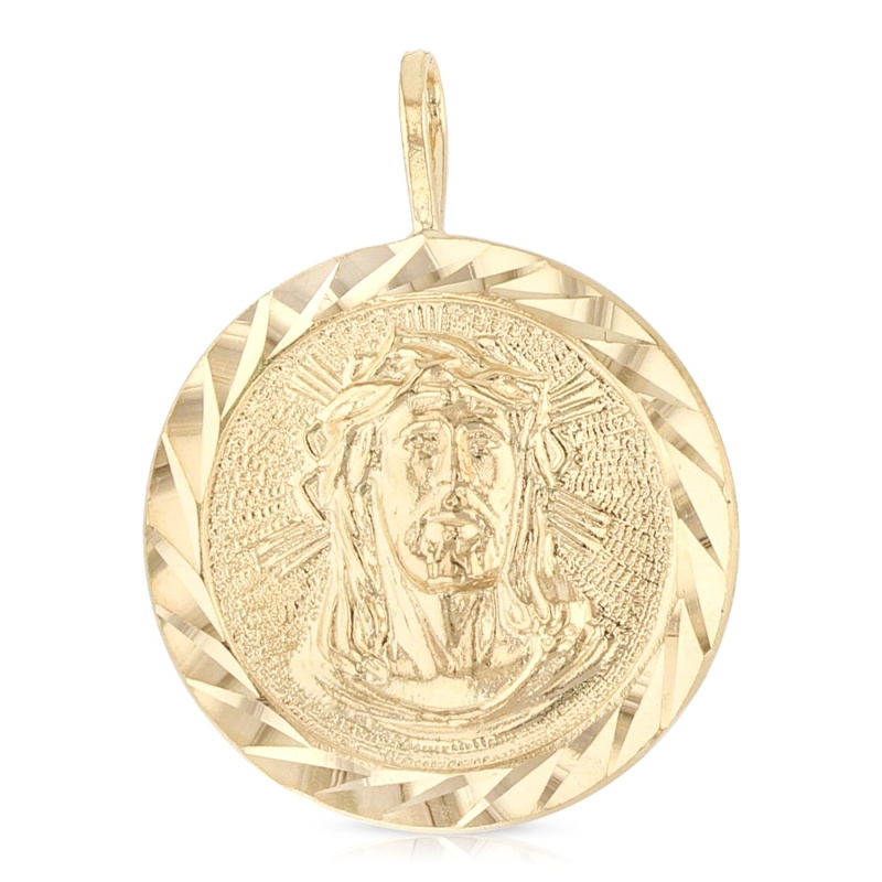 14K Gold Religious Jesus Christ Stamp Charm Pendant