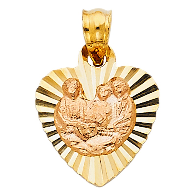 14K Gold Religious Baptism Stamp Charm Pendant