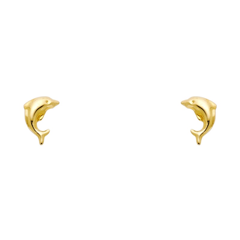 14K Gold Tiny Dolphin Stud Earrings