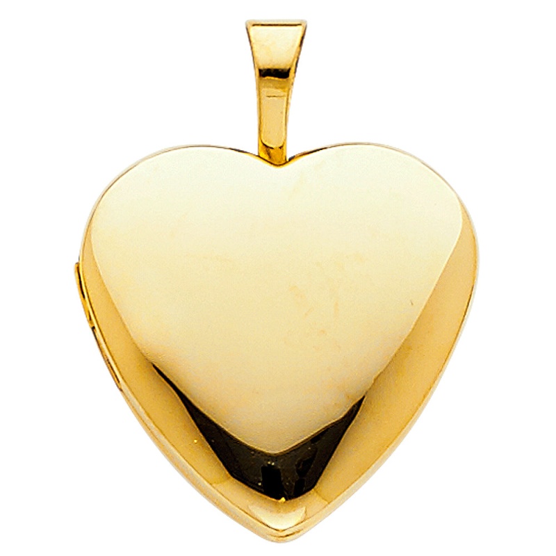14K Gold Plain Heart Locket Charm Pendant