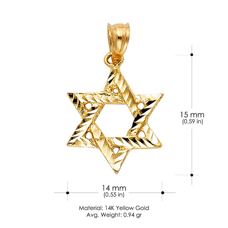 14K Gold Star Of David Charm Pendant