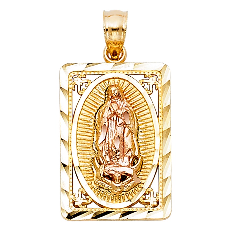 14K Gold Religious Guadalupe Charm Pendant