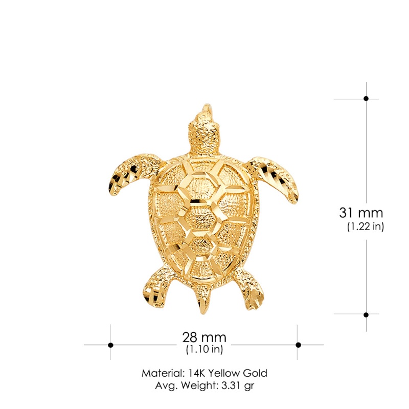 14K Gold Turtle Charm Pendant