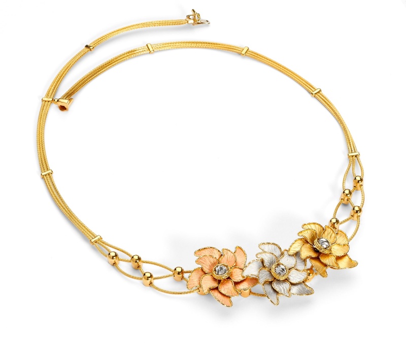 14K Gold Flowers Chain Necklace - 18'