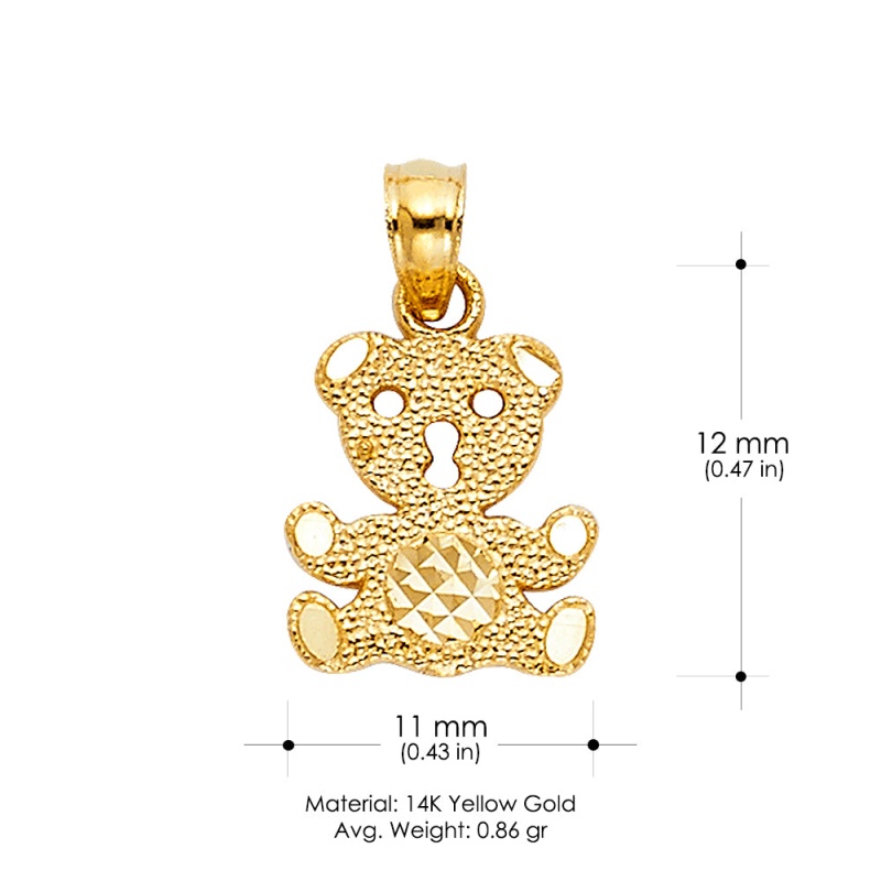 14K Gold Teddy Bear Charm Pendant