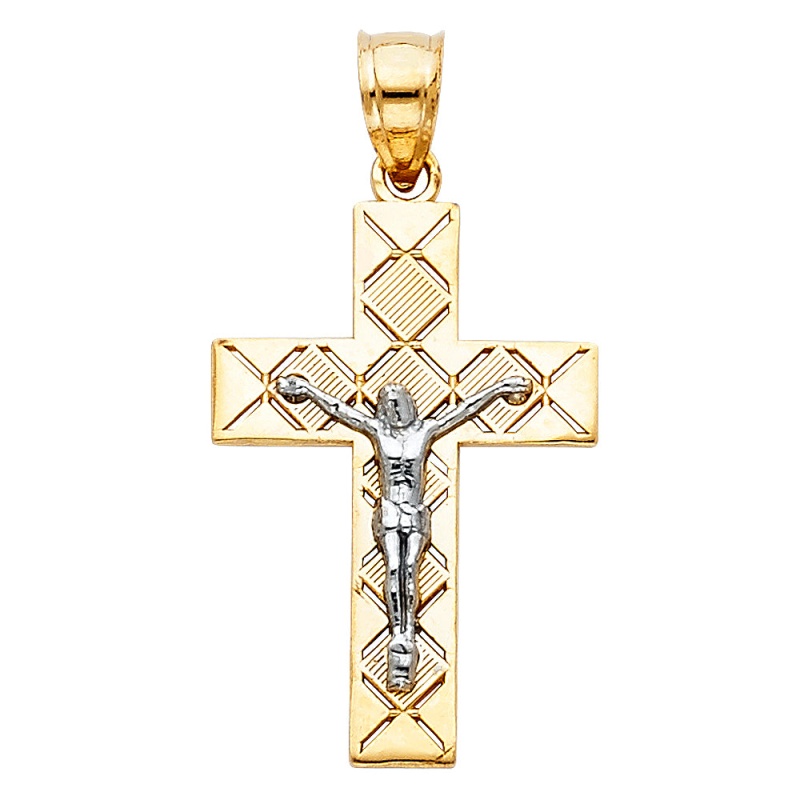 14K Gold Jesus Crucifix Cross Religious Pendant