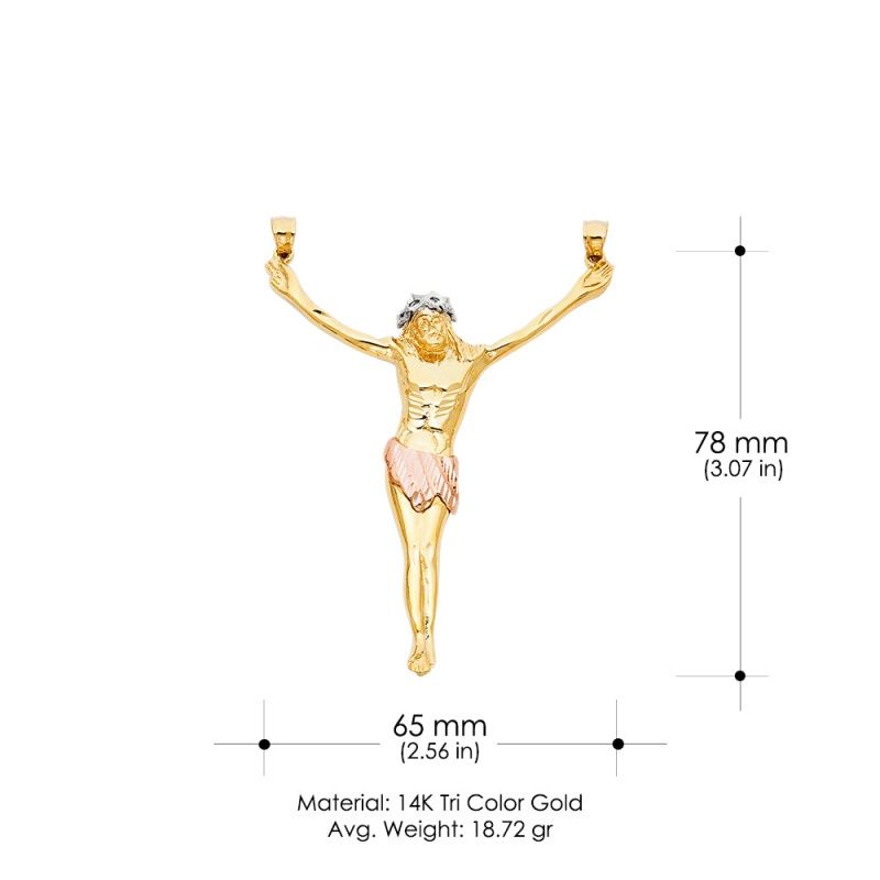 14K Gold Religious Jesus Christ Body Charm Pendant