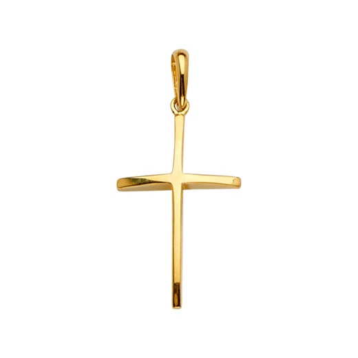 14K Gold Plain Cross Religious Pendant