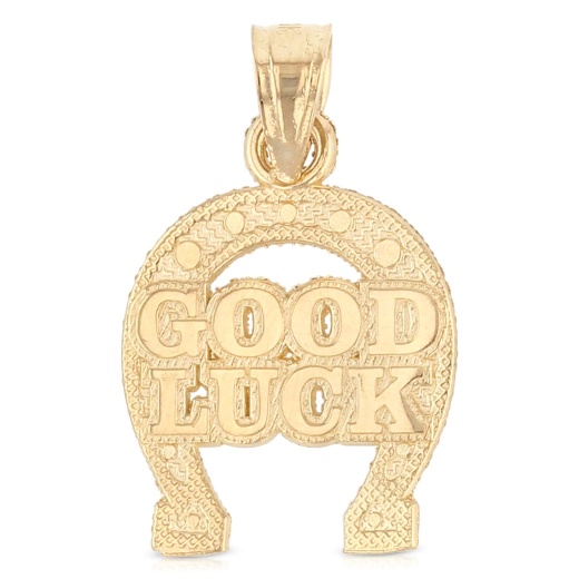14K Gold Lucky Horseshoe Charm Pendant