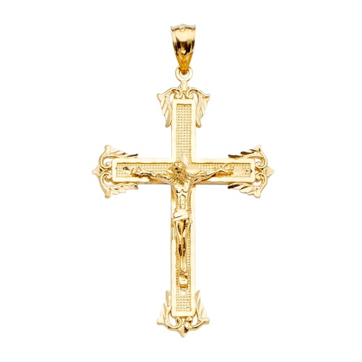 14K Gold Crucifix Cross Religious Pendant
