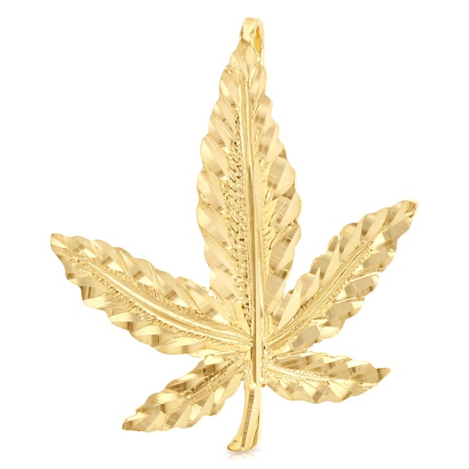 14K Gold Marijuana Leaf Charm Pendant - Ioka Jewelry