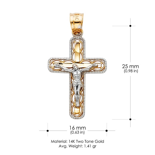 14K Gold Jesus Crucifix Cross Religious Pendant by Ioka
