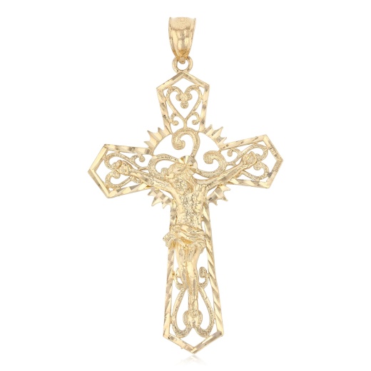 14K Gold Crucifix Cross Religious Pendant - Ioka Jewelry