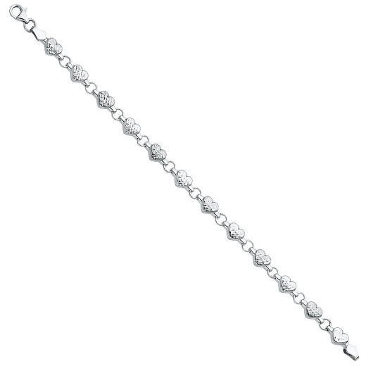 14K Solid Gold Stampato Hearts Bracelet - 7.25'' by Ioka