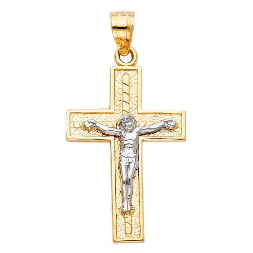 14K Gold Jesus Crucifix Cross Religious Pendant - Ioka