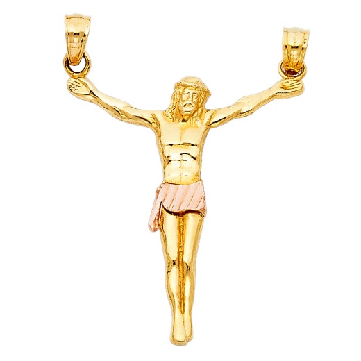 14K Gold Jesus Body Crucifix Cross Religious Pendant
