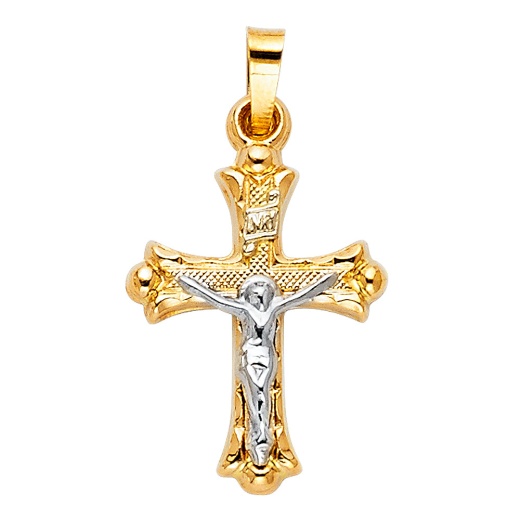 14K Gold Religious Crucifix Charm Pendant