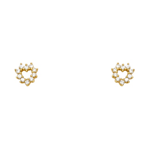 Ioka 14K Gold Cz Heart Stud Earrings