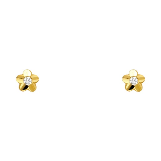 14K Gold Cz Flower Stud Earrings - Ioka New Products