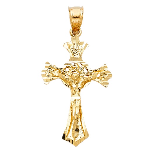 14K Gold Religious Crucifix Charm Pendant