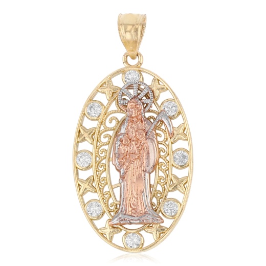 14K Gold Religious Santa Muerte Charm Pendant - Ioka