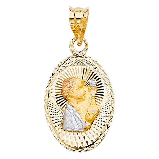 Ioka 14K Gold Diamond Cut Communion Stamp Religious Pendant
