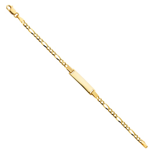14K Solid Gold Figaro 3+1 Baby Id Bracelet - 6'