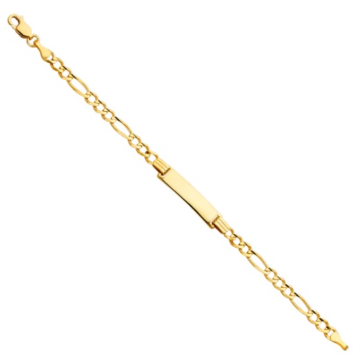 14K Solid Gold Figaro 3+1 Baby Id Bracelet - 6'
