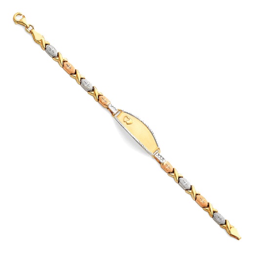14K Gold Light Stampato Engravable Id Hugs And Kisses Bracelet - 6'