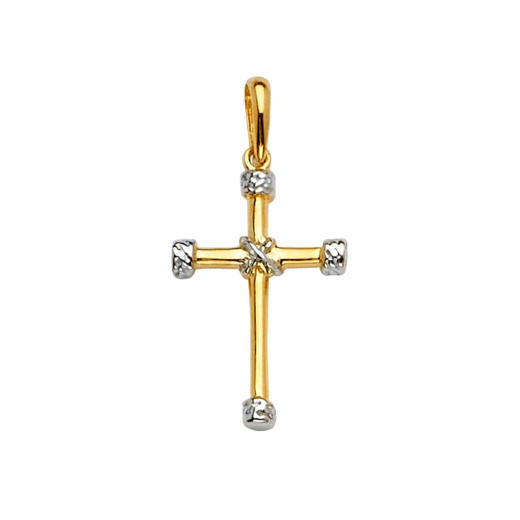 14K Gold Cross Religious Charm Pendant