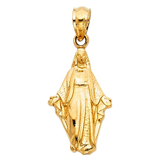 14K Gold Religious Milagrosa Charm Pendant