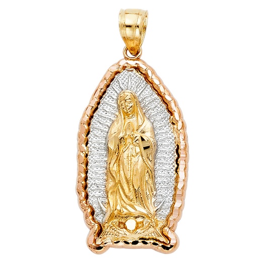 14K Gold Religious Guadalupe Charm Pendant