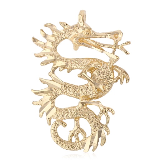 14K Gold Dragon Charm Pendant