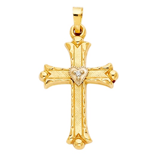 14K Gold Religious Cross Charm Pendant by Ioka