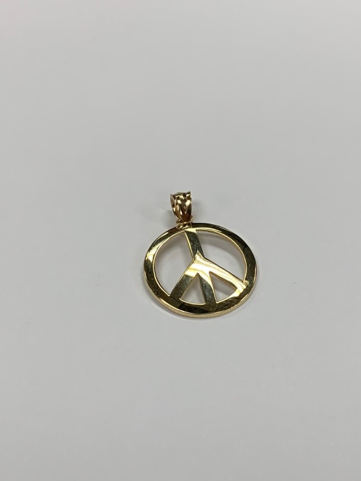 14K Gold Good Vibes Peace Sign Charm Pendant - Ioka Jewelry