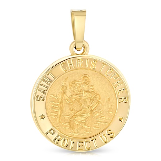 14K Gold Ioka St. Christopher Charm Pendant
