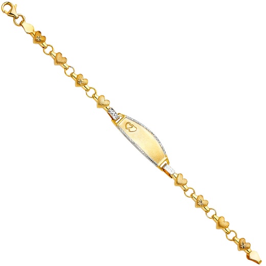 14K Solid Gold Stampato Oval Baby Id Bracelet - 6 inches
