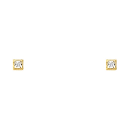 Ioka 14K Gold Cz Square Stud Earrings (3Mm)
