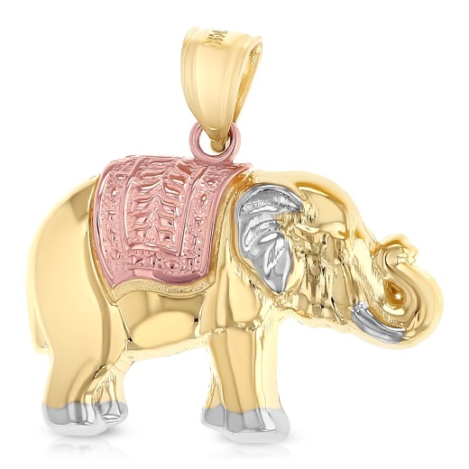 14K Gold Elephant Charm Pendant