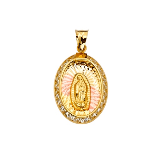 14K Gold Cz Guadalupe Medal Religious Pendant - Ioka Jewelry