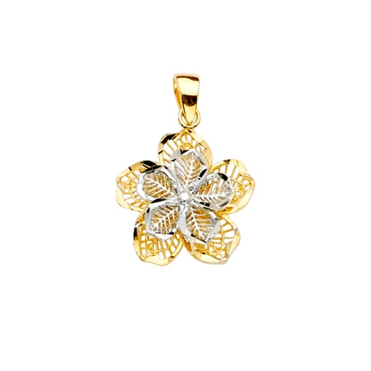 Ioka Jewelry 14K Gold Filigree Flower Charm Pendant