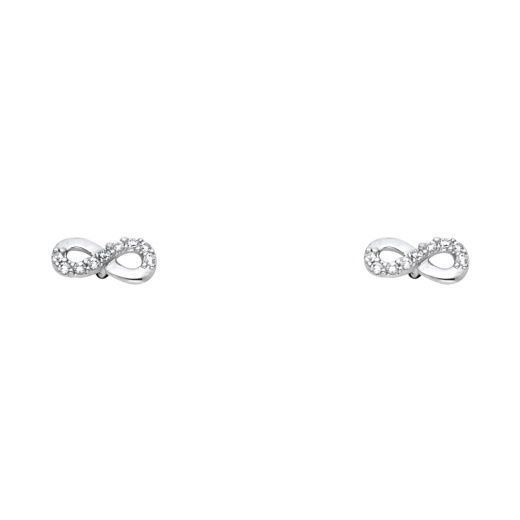 14K Gold Cz Infinity Love Symbol Stud Earrings - Ioka