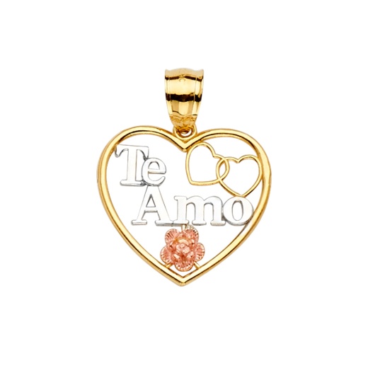 14K Gold Te-Amo Heart Charm Pendant - Ioka Jewelry