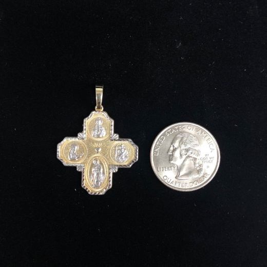 14K Gold Four-Way Jesus Cross Religious Pendant - Ioka Jewelry