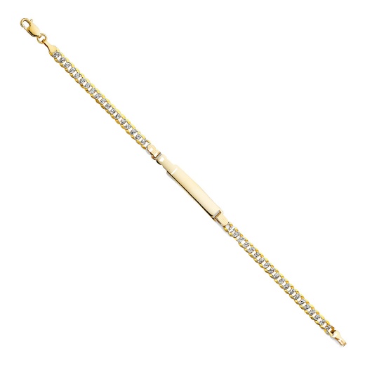 14K Solid Gold Cuban Wp Id Bracelet - 7.5'