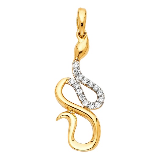 14K Gold Cz Charm Pendant
