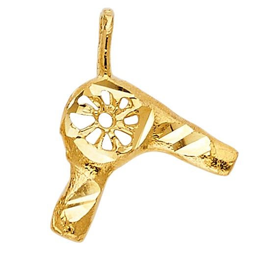 14K Gold Hair Dryer Charm Pendant - Ioka Jewelry