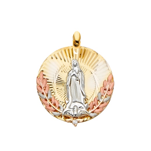 14K Gold Cz Guadalupe Medal Religious Pendant - Ioka Jewelry