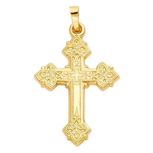 14K Gold Religious Cross Charm Pendant - Ioka