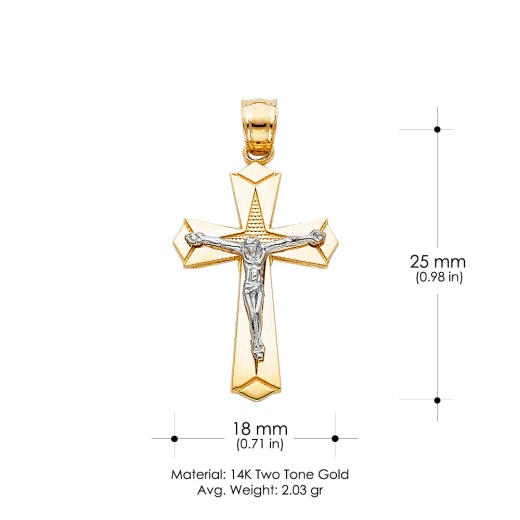14K Gold Ioka Religious Crucifix Charm Pendant